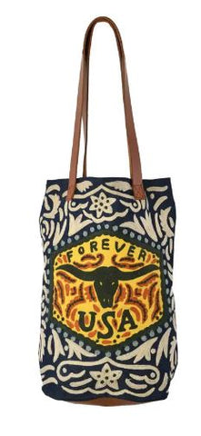 Longhorn Tote Bag "Forever USA"  16x18x5"