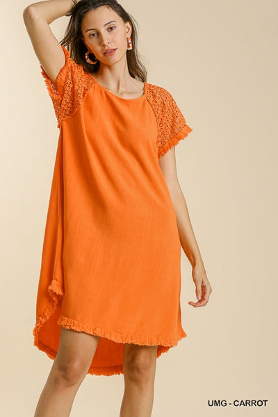 Linen Blend Crochet Dress
