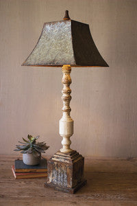 Tall Turned Banister Lamp w/ Metal Shade