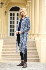 LONG BUTTON-UP PRINTED DUSTER