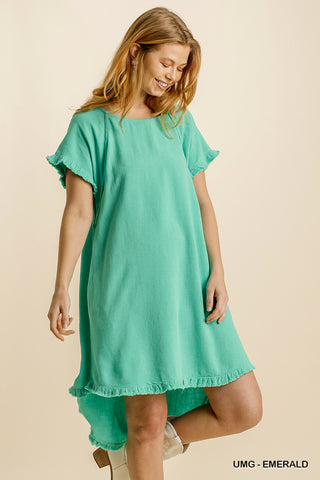 Emerald Linen Dress -Reg/Plus