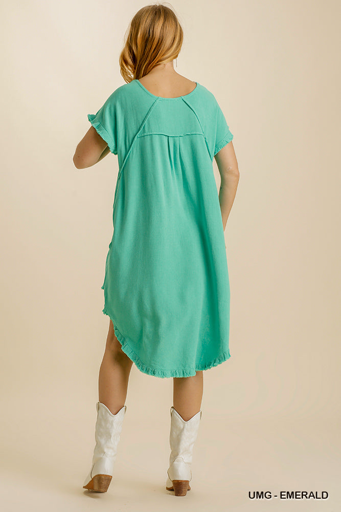Emerald Linen Dress -Reg/Plus JJs Designs & Boutique Emerald Linen Dress -Reg/Plus JJs Designs & Boutique