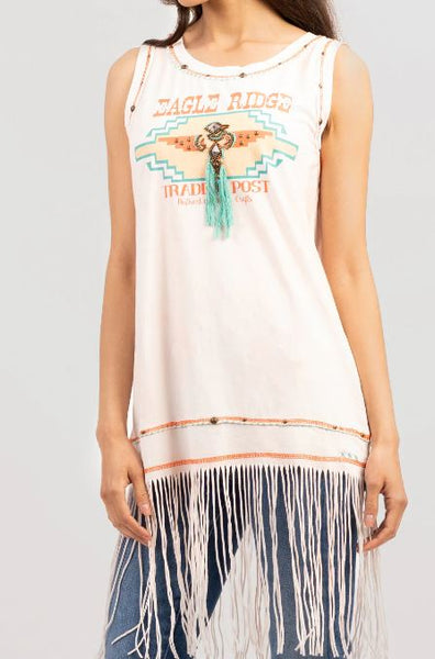 Eagle Ridge Graphic Sleeveless Tank w/ Fringe