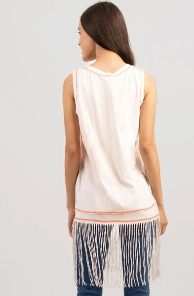 Eagle Ridge Graphic Sleeveless Tank w/ Fringe