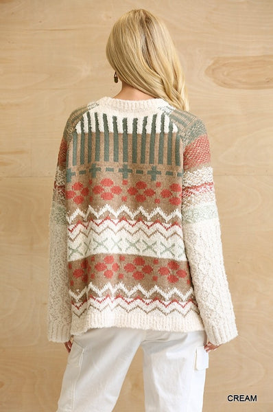 Textured Mixed Sweater Top
