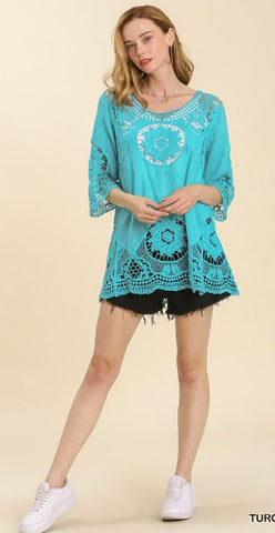Crochet Tunic Dress with Embroidery Details