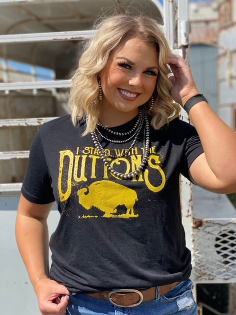 I Stand with the Duttons V Neck T Shirt - Gold Ink