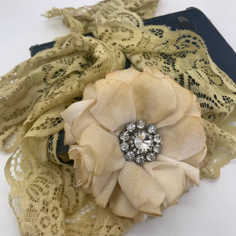 Large Vintage Natural Floral Head Wrap