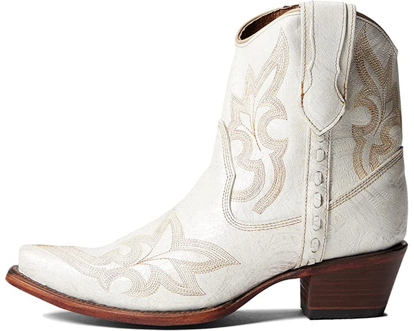 Ladies Pearl Embroidery & Zipper Ankle Booties