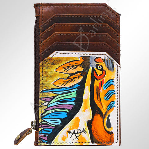 Hand Painted Leather Pony Card Holder