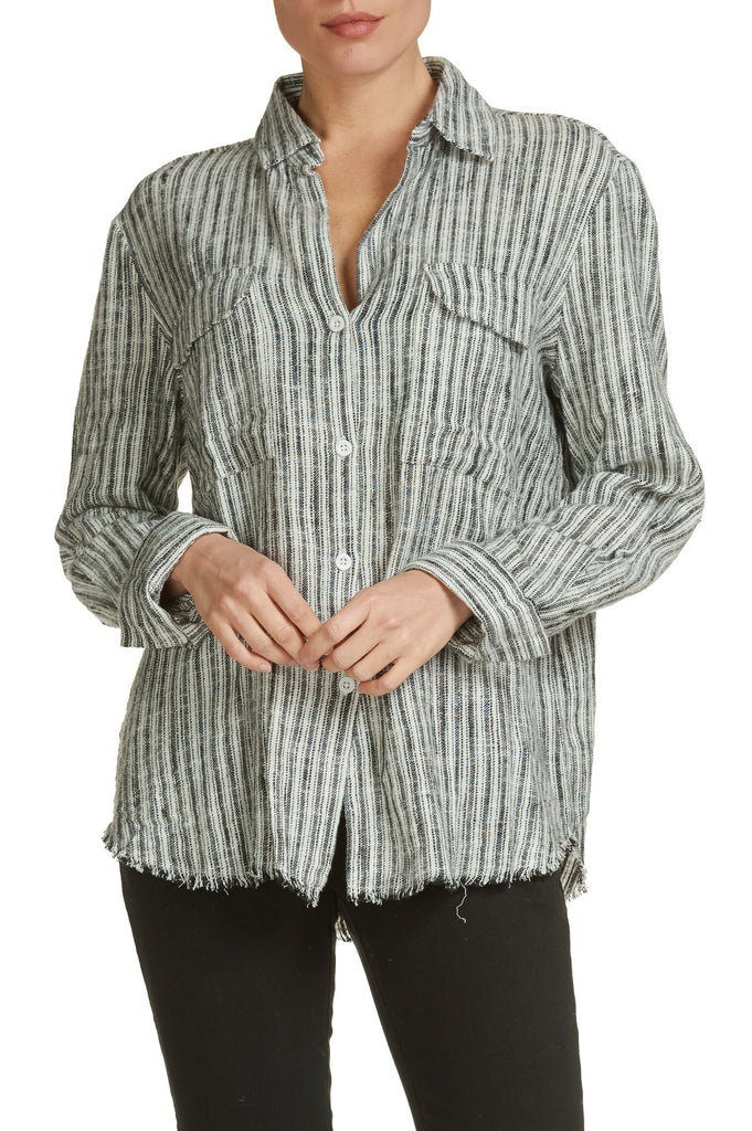Elan White and Black Stripe Shirt