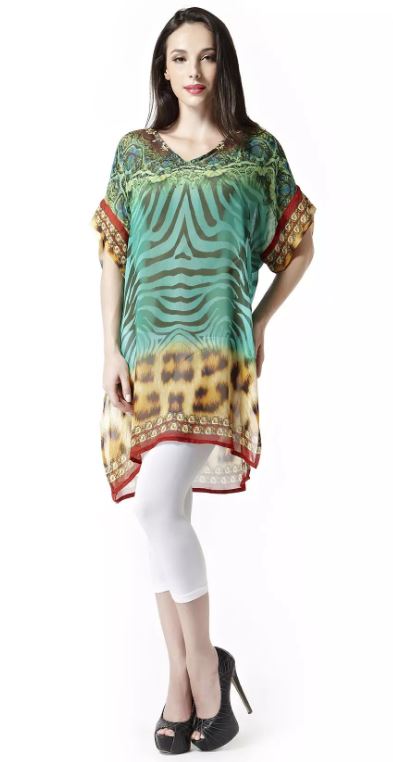 Orange Fashion Digital Animal Print Chiffon Tunic