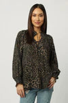 MONA RUCHED RAGLAN SLEEVE TOP LEOPARD CUB