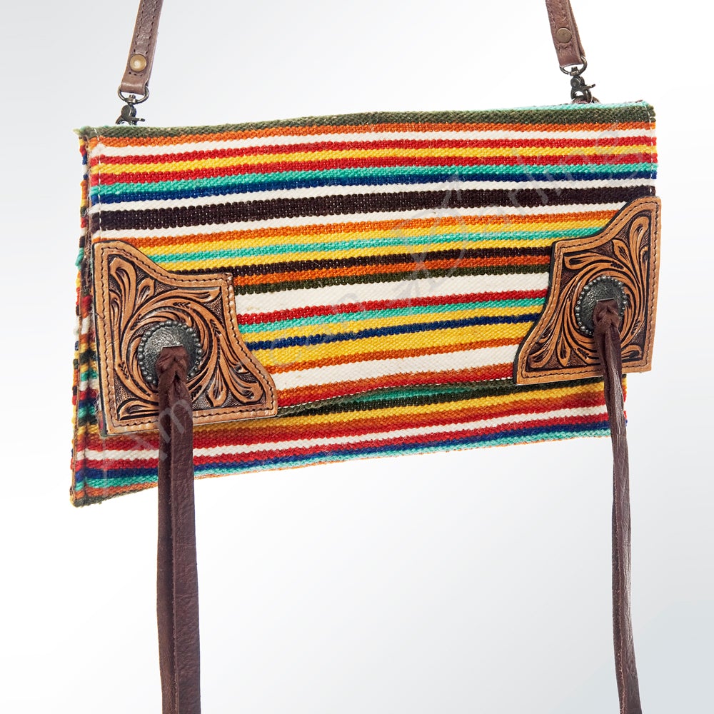 Navajo Blanket with Tooled Edge Crossbody