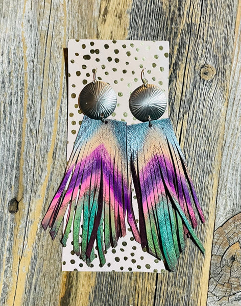 Hand Painted Leather Earrings