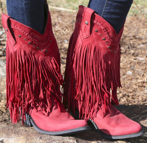 Liberty Black Red Fringe Boots