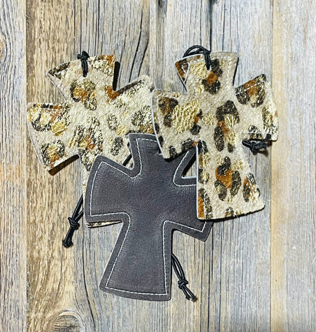 Leopard Acid Wash Leather Car Freshner