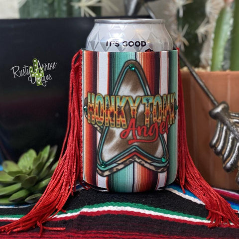 Honky Tonk Angel Fringe Trim 12 oz Koozie