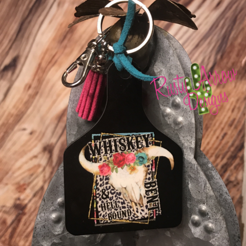 Whiskey Bent Cow Tag Key Chain