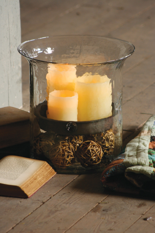 Large Cylindrical Glass Candle Holder