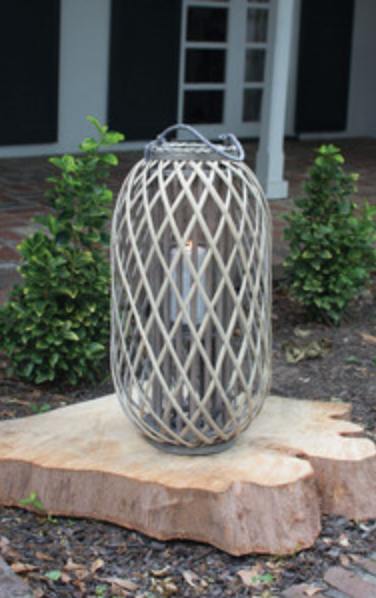 Tall Grey Willow Lantern w/ Glass - 4 sizes