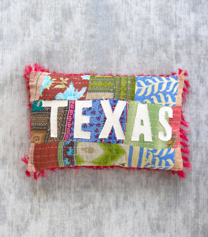 Texas Kantha Pillow