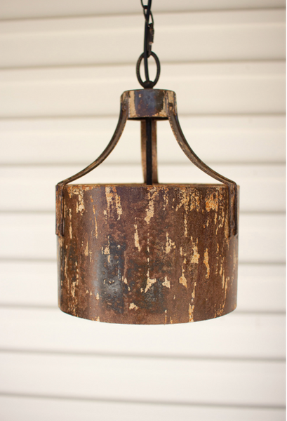 Rustic Metal Cylinder Pendant Light