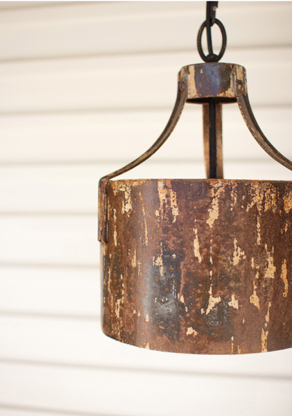 Rustic Metal Cylinder Pendant Light