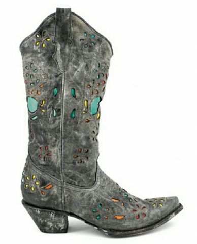 Corral Skull And Flowers Boot R2475 (PM)