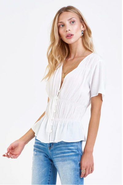 ZOE RUCHED SHIRT WHITE