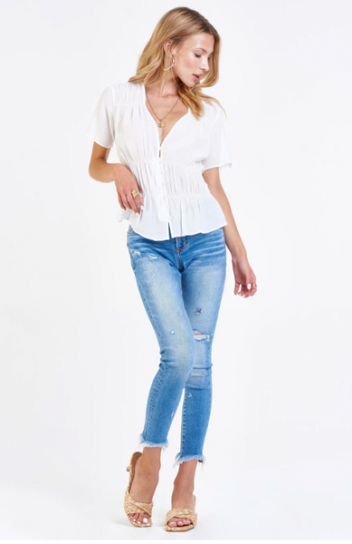 ZOE RUCHED SHIRT WHITE