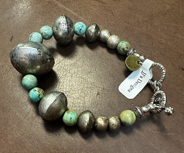 Handmade German Silver and Turquoise Bracelet