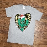 Christmas Cactus w/Leopard Heart T Shirt