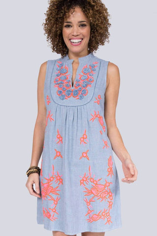 Uncle Frank Sleeveless Dress with Flower Applique