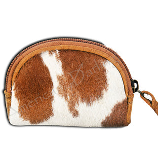 Brown/White Hair on Hide Leather Coin Purse