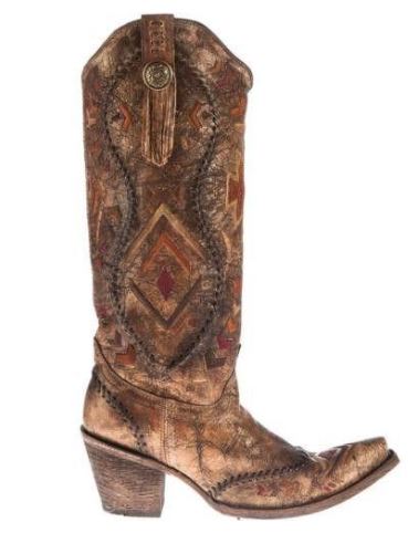 Corral Women's Aztec Embroidered Whipstitched Boot Snip Toe C2872 (PM)