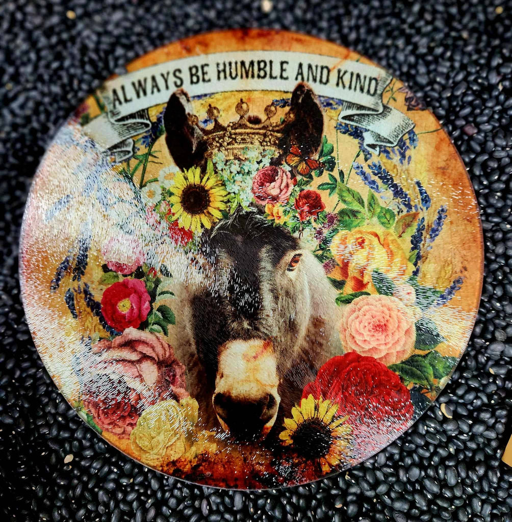 Round Glass Cutting board/Charcuterie/Trivet: Large 12"