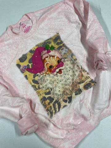 Vintage Santa PINK Sweatshirt or T-Shirt