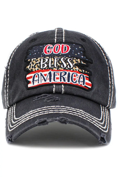 GOD BLESS AMERICA VINTAGE BASEBALL CAP - (2 colors)