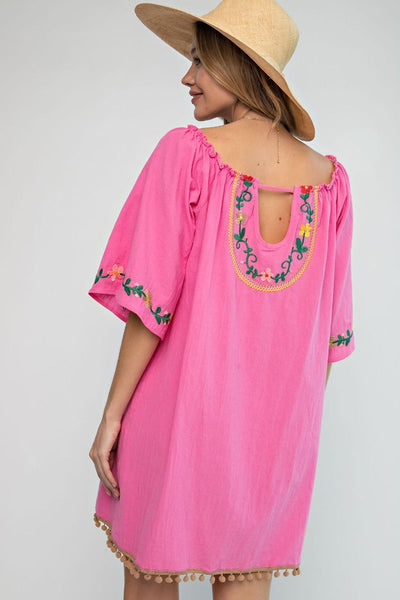 Embroidered Cotton Gauze Dress