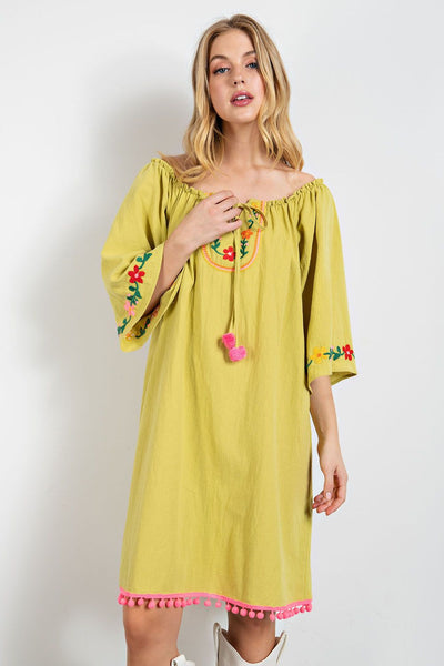 Embroidered Cotton Gauze Dress