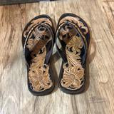 American Darling-Tooled Leather Flip Flops