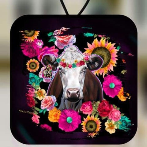 ﻿Floral Cow Square Air Freshner