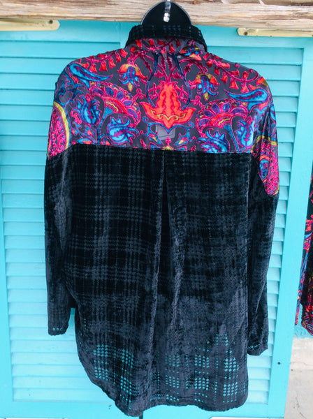 Adore velvet burnout floral & houndstooth