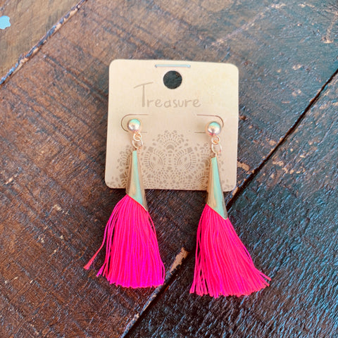 Neon Pink Thread Earrings
