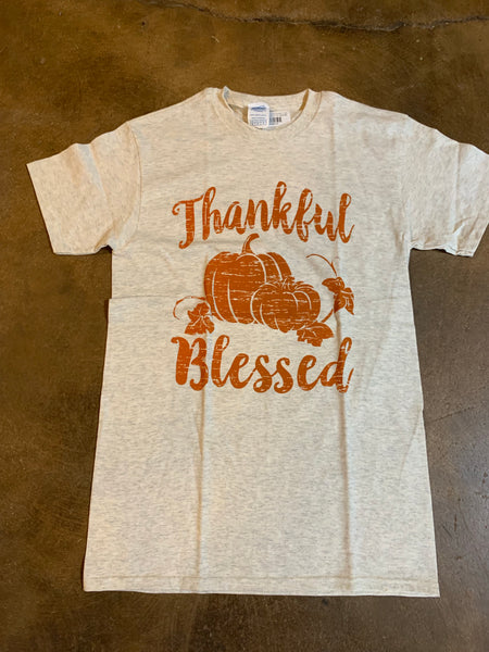 Oatmeal Thankful/Blessed Pumpkin T-Shirt