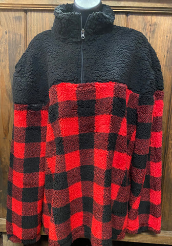 Faux Fur Plaid Pullover