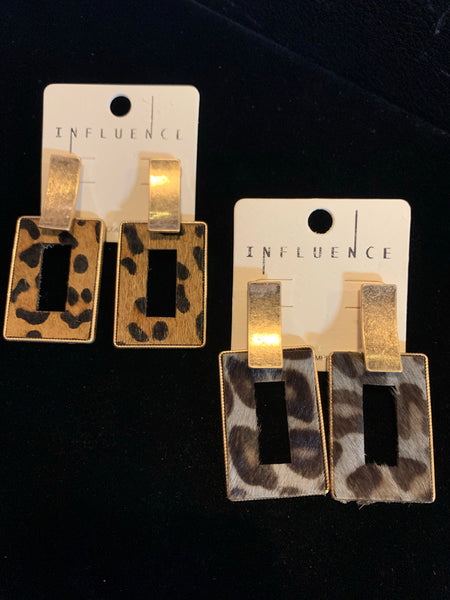 Animal Print Square Earrings