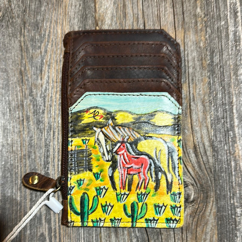 Hand Painted Horse Credit Card Wallet