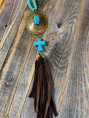 Turquoise Cross Concho